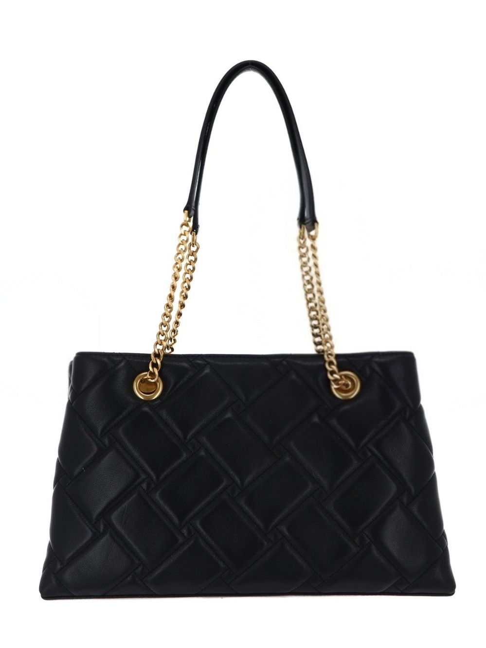 Black Quilted Chain-Handle Women's Tote Bag